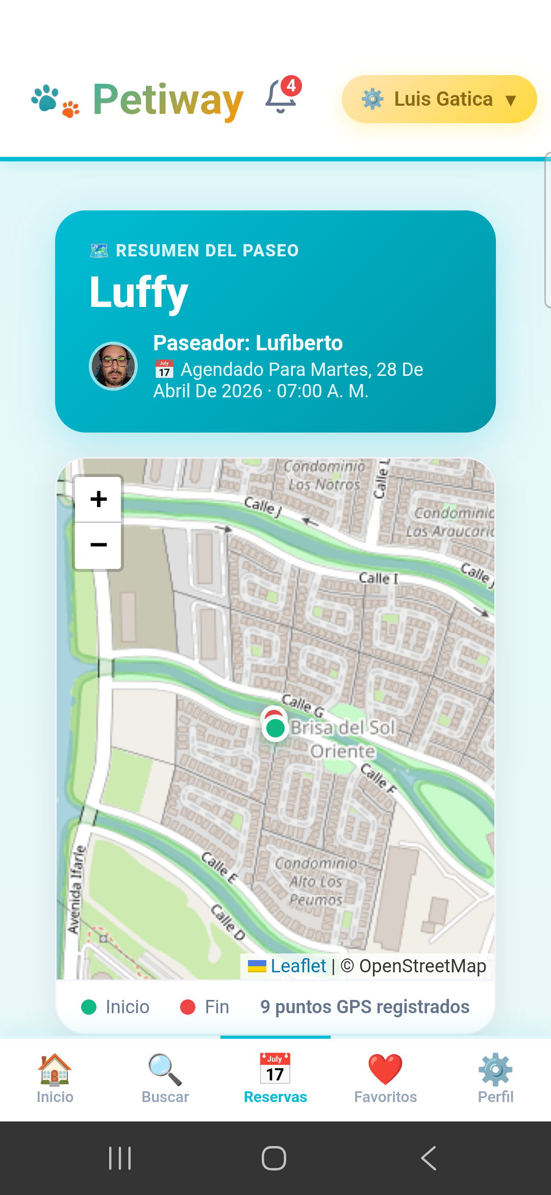 Seguimiento GPS en vivo de un paseo